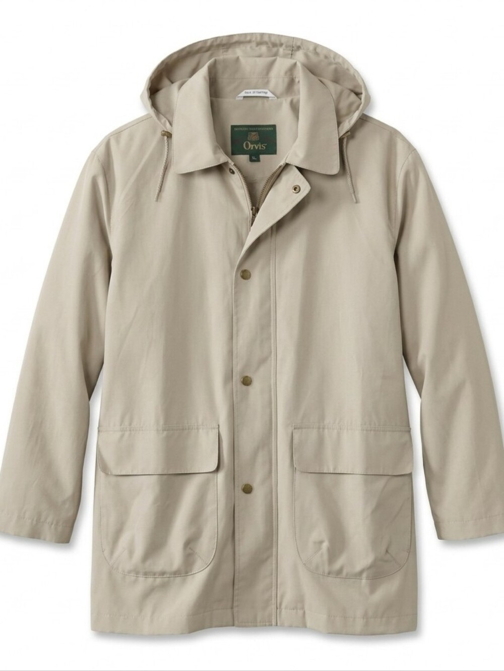Vintage Orvis Hooded Barn Coat Men’s Tan Canvas Field Jacket Chore Utility XL